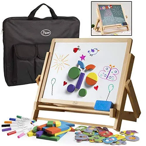 Wood Double-Sided Tabletop Easel 80pc Activity Set for Kids