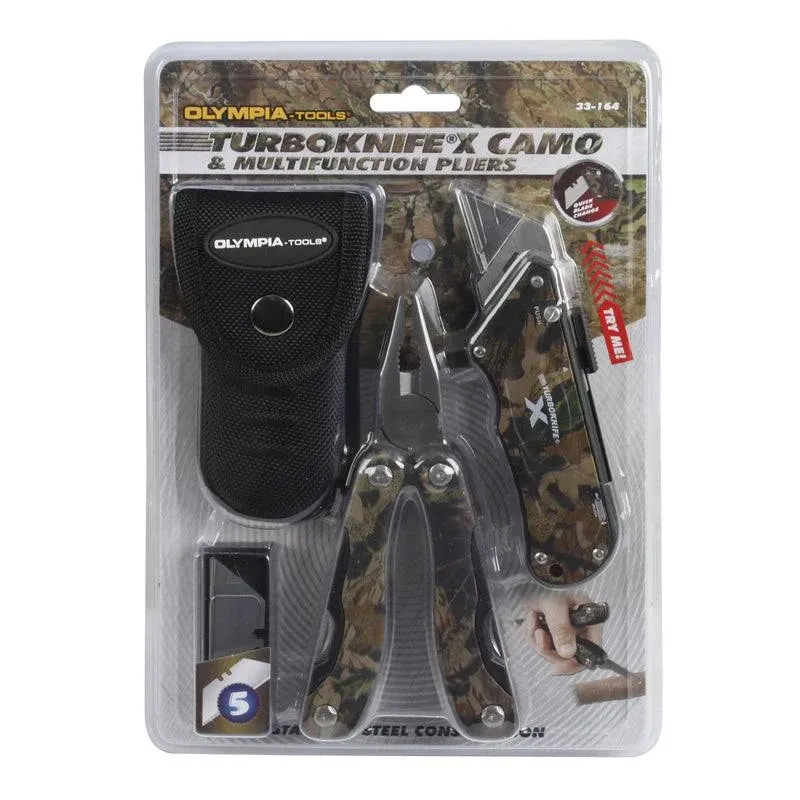 Camo Turboknife X Utility Knife&amp; Multifunction Pliers Set 33164 Camo