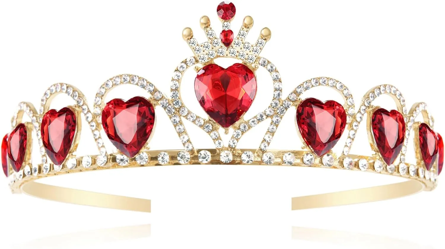 Descendants Queen of Hearts Costume Descendants 4 Gold Tiara Jewelry Set Rise of Red Cosplay for Girls Teen Halloween