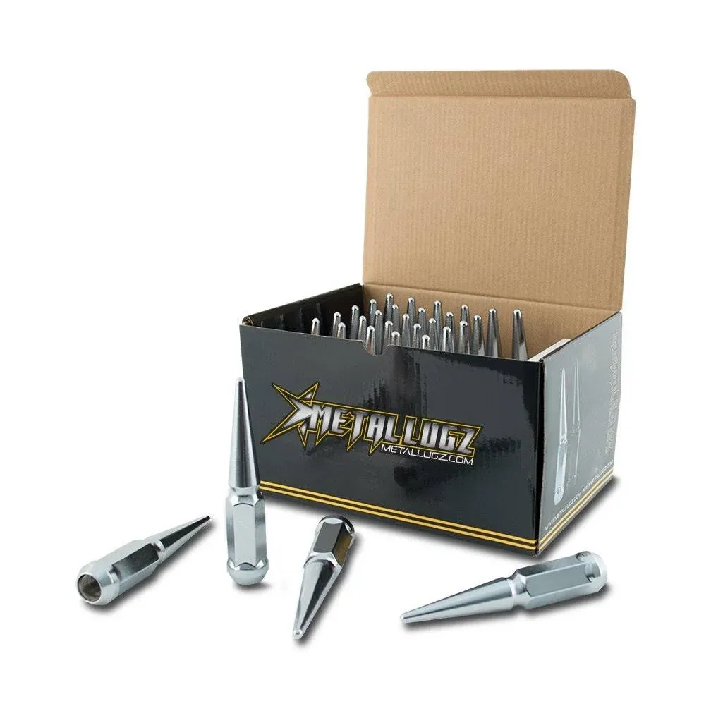 Metal Lugz 6 Lug Spike Kit - 14x1.5 - Conical - Chrome - 24 Lugs 1 Key