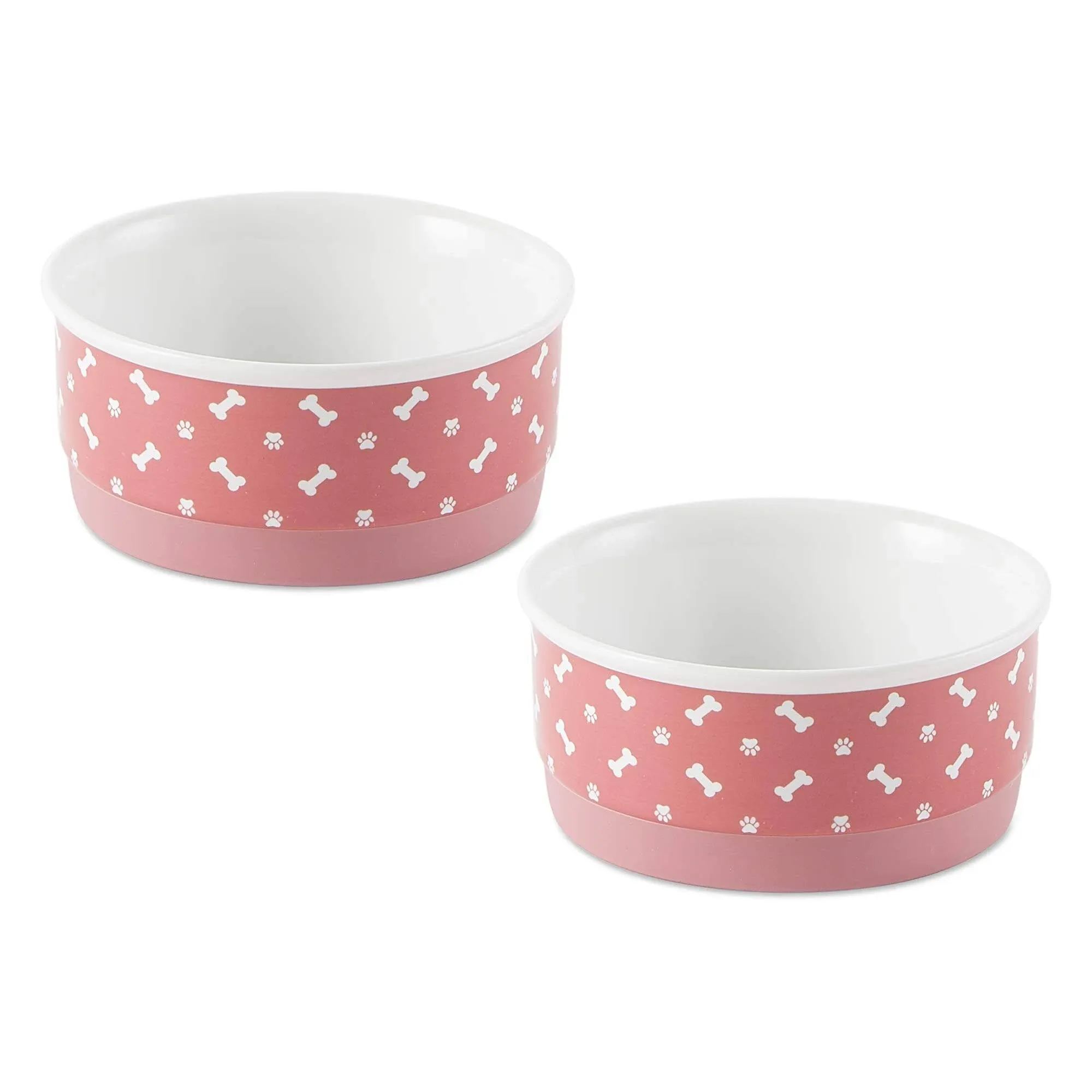 Bone Dry Ceramic Pet Bowls, Microwave & Dishwasher Safe Non-Slip Bottom for Secure Feeding with Less Mess, Small Bowl Set, 4.25x