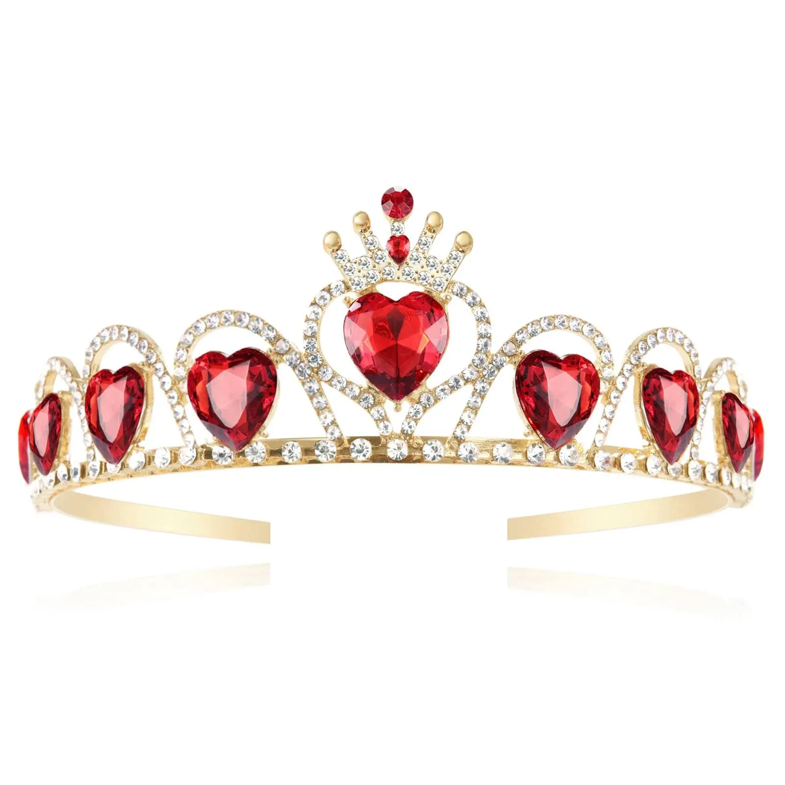 Descendants Queen of Hearts Costume Descendants 4 Gold Tiara Jewelry Set Rise of Red Cosplay for Girls Teen Halloween