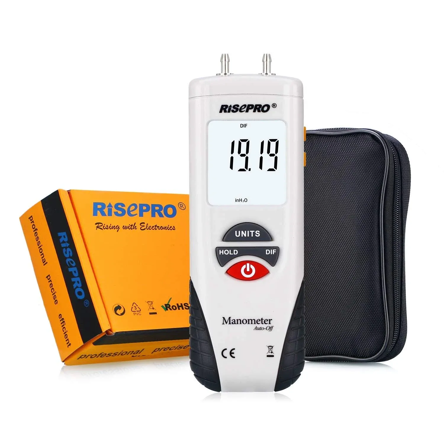 Manometer RISEPRO Digital Air Pressure Meter and Differential Pressure Gauge ...