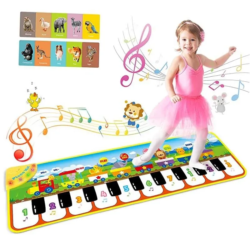 Fixget Musical Mat, Kids Piano Keyboard Play Mat with 8 Animal Sounds, Children ...