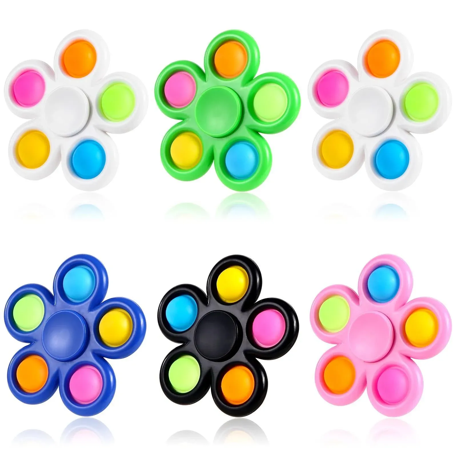 Goheyi 6 Pack Fidget Spinners with Pop, Push Bubble Popper Fidget Toys Bulk ...