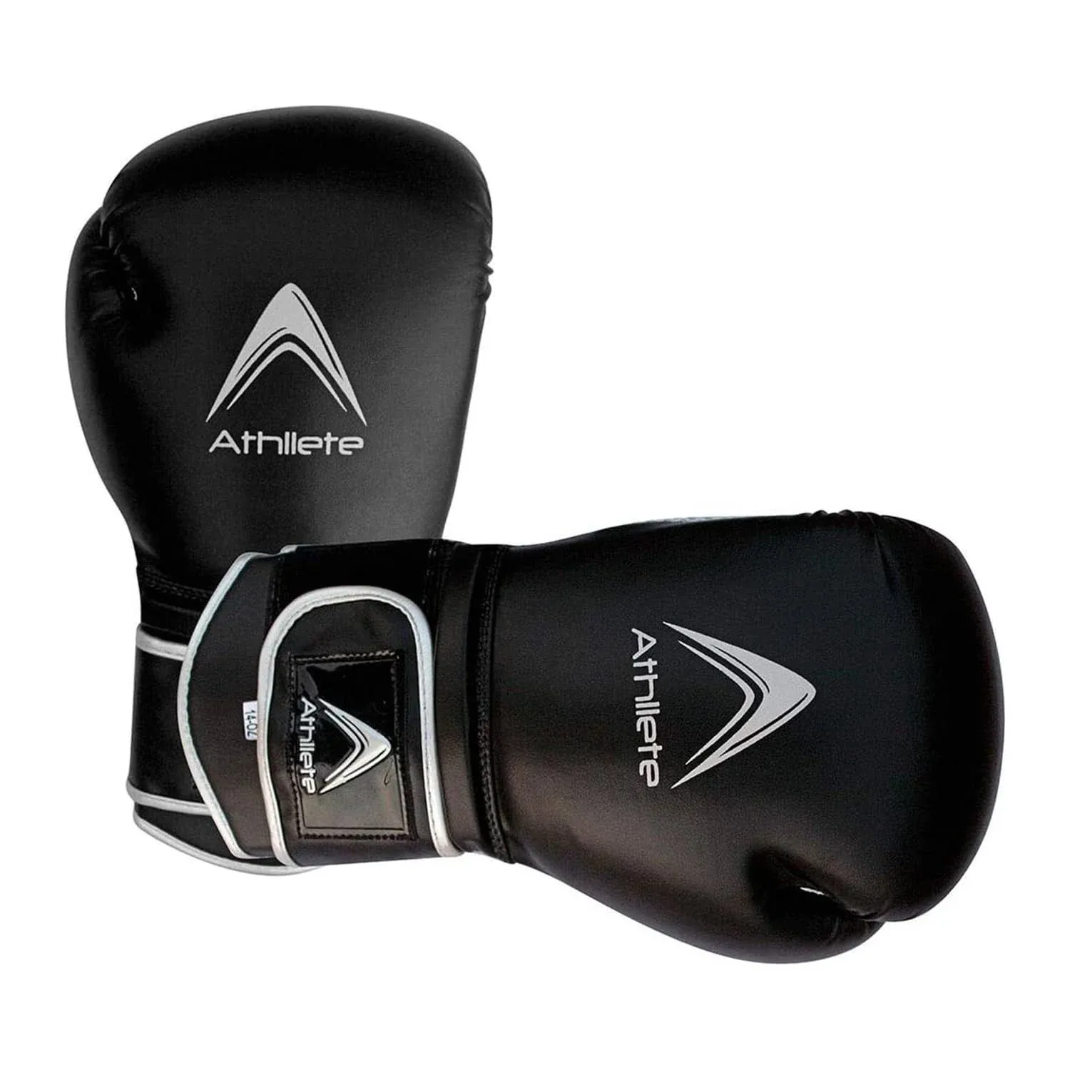 Athllete Training Boxing Gloves (Black/Silver, 16 oz)