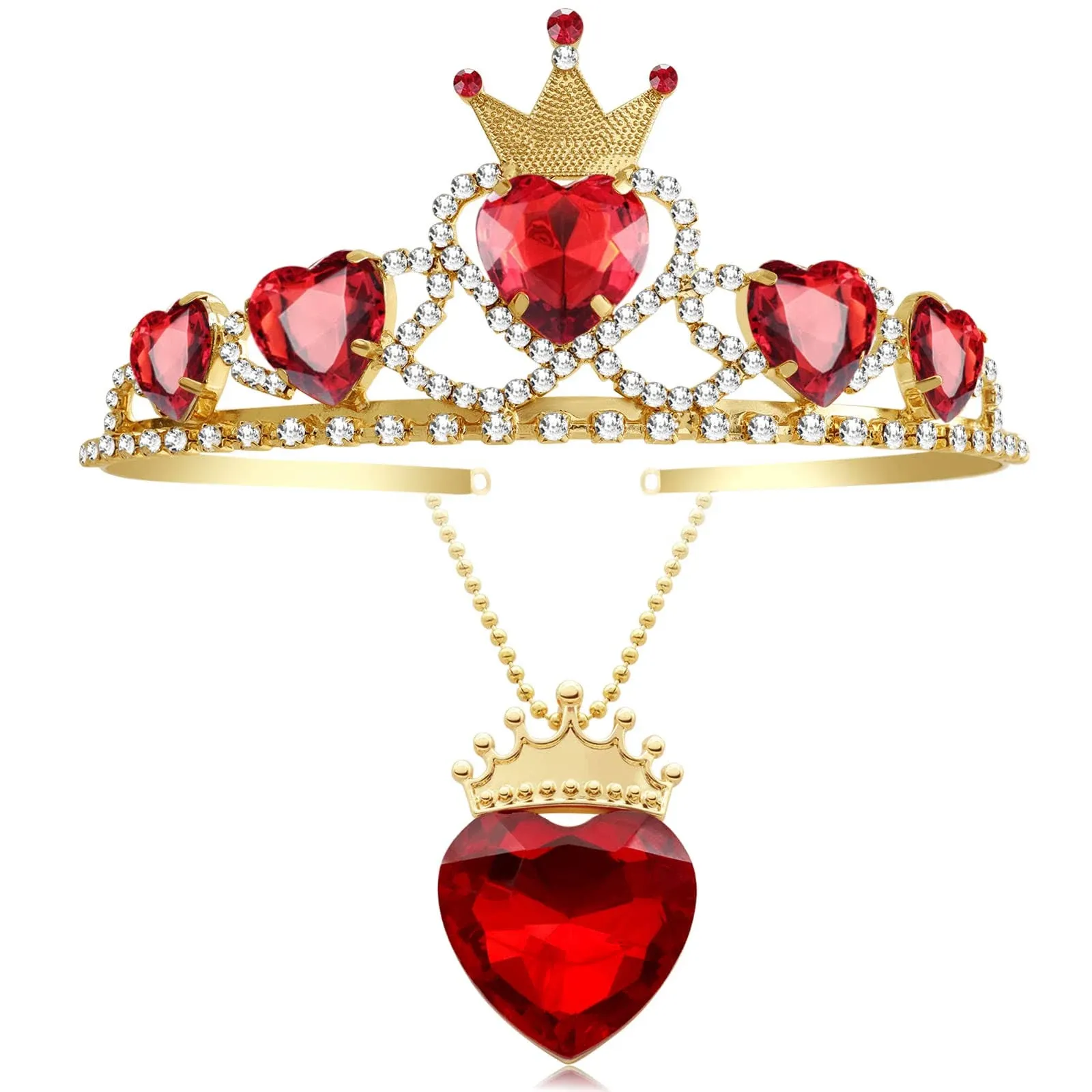 JINSAWW Evie Queen of Hearts Necklace Crown Descendants Costume Fan Jewelry Evie ...