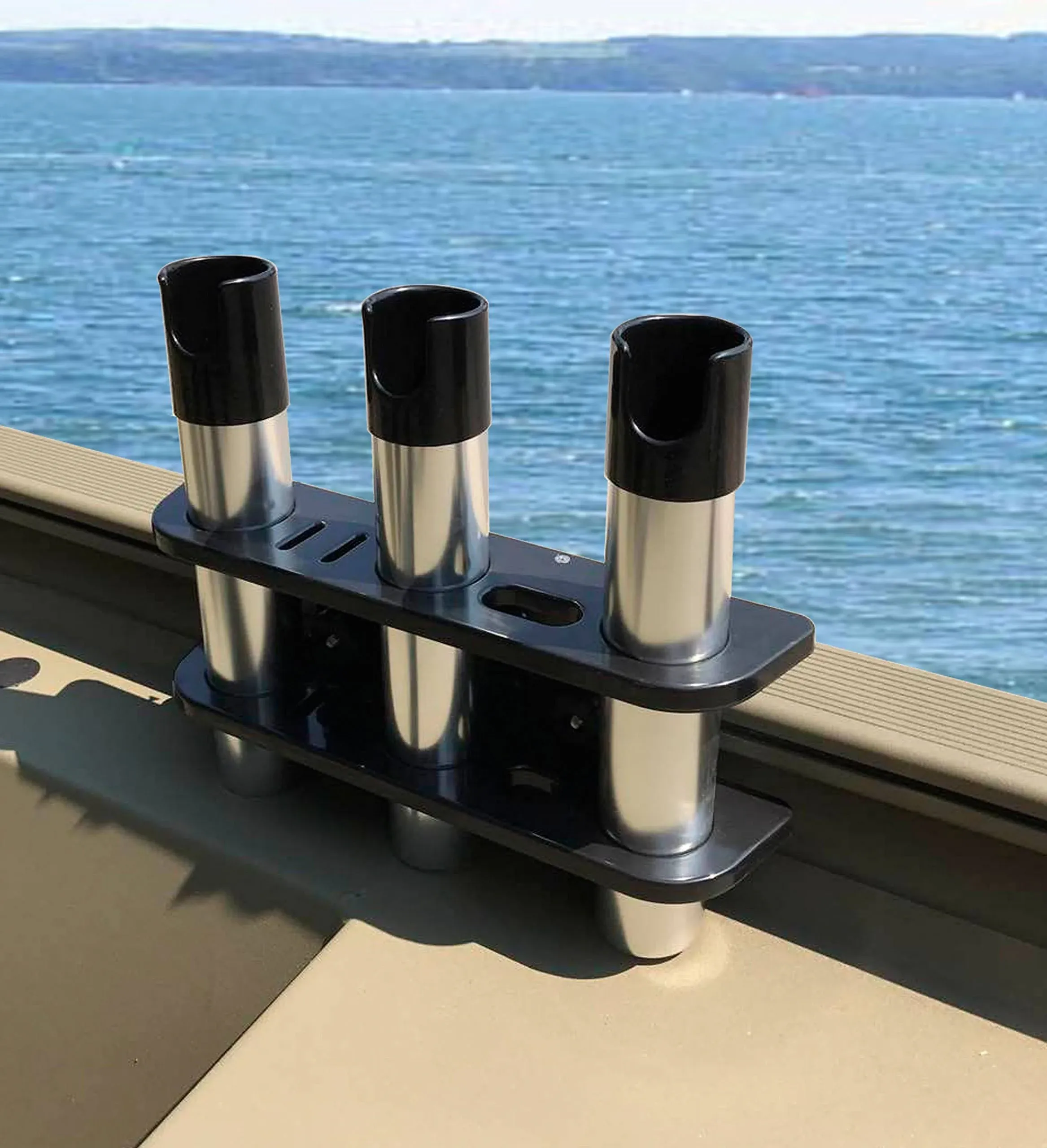 Brocraft Rod Holder for Tracker Boat - Versatrack System -3 Rods Storage-- Black