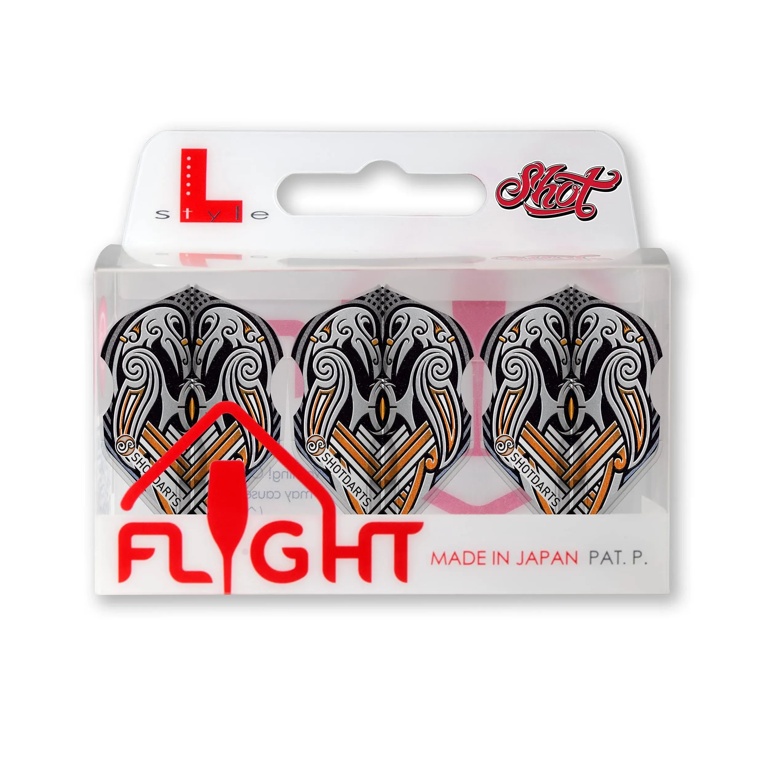 Shot Darts Dart Flights, L-Style EZ L3 Small Std Shape Viking Raven Black Dart Flight Set- Ultra durable 150 Micron thickness, 90 degrees-Pre molded fins for maximum accuracy and perfect aerodynamics