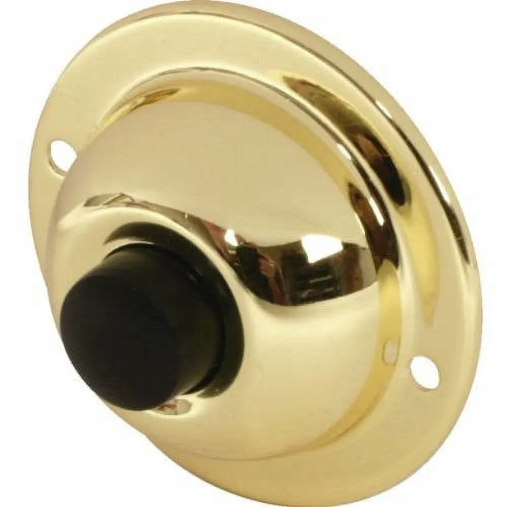 Newhouse Hardware BR4BL Unlighted Doorbell Black Button, 1-Pack, Brass Color