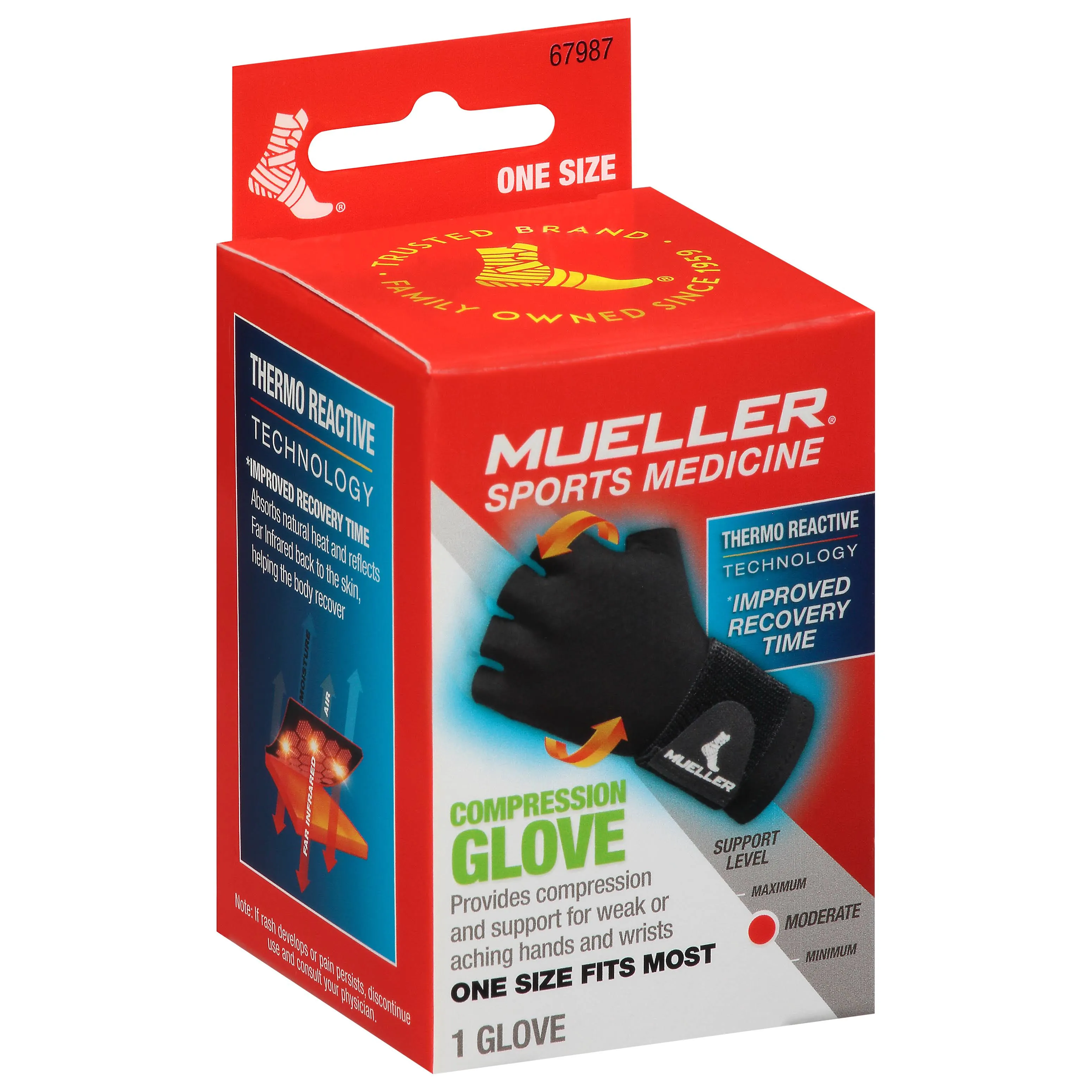 MUELLER Sports Medicine Arthritis Compression Glove, Hand and Wrist Support, Fits Right or Left Hand, for Men and Women, Black, One Size