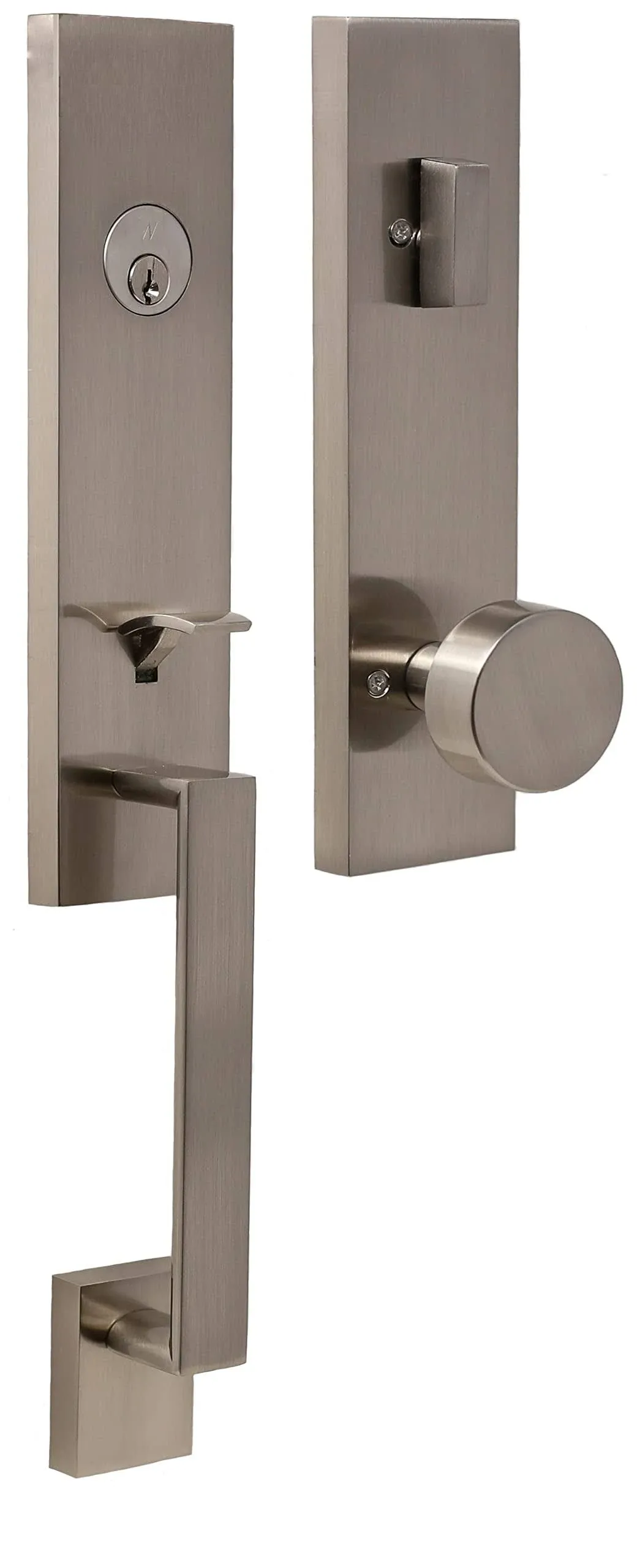 Weslock 02870-N4NSL2D Leighton Single Cylinder Handleset with Mesa Knob Trim Satin Nickel Finish