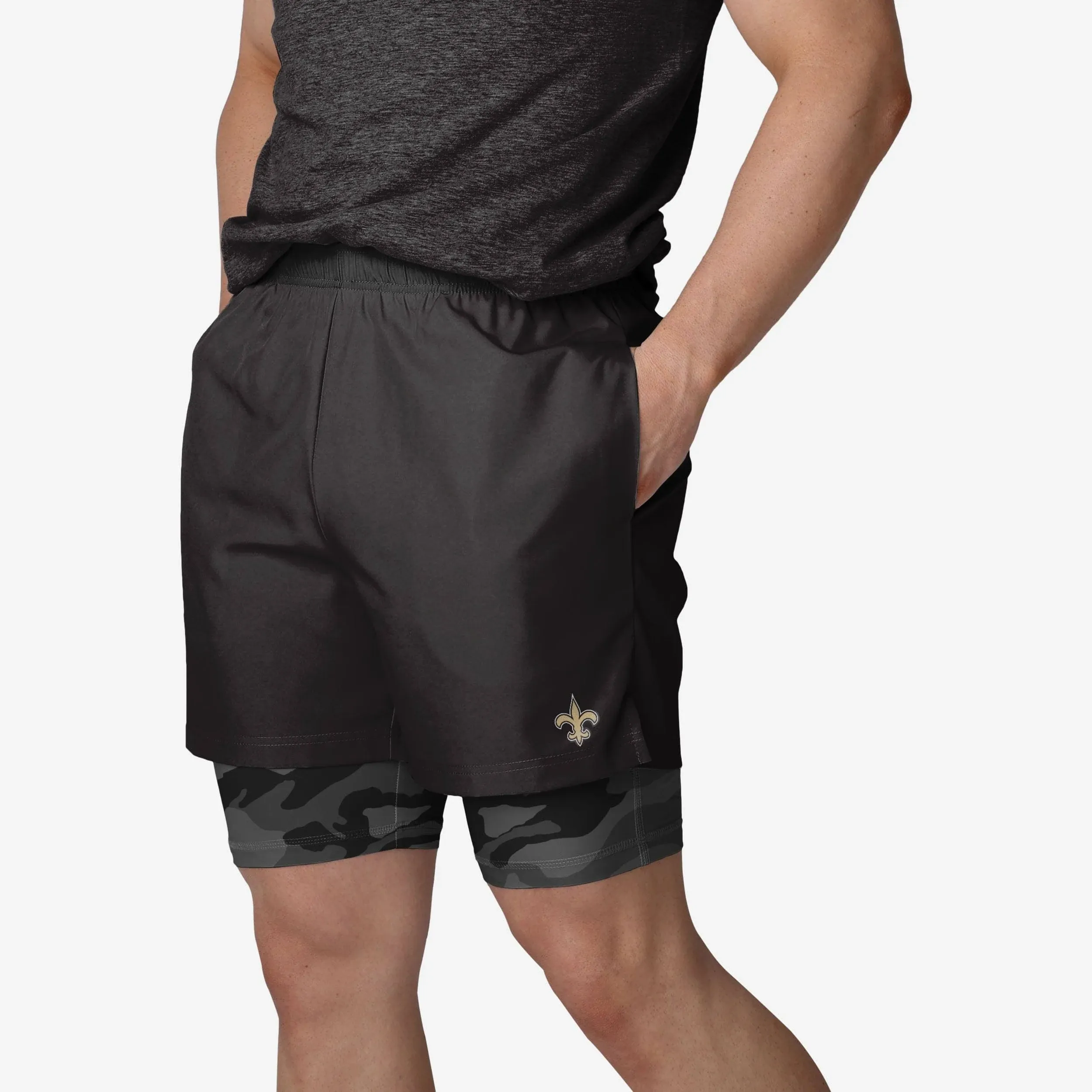 New Orleans Saints NFL Mens Team Color Camo Liner Shorts