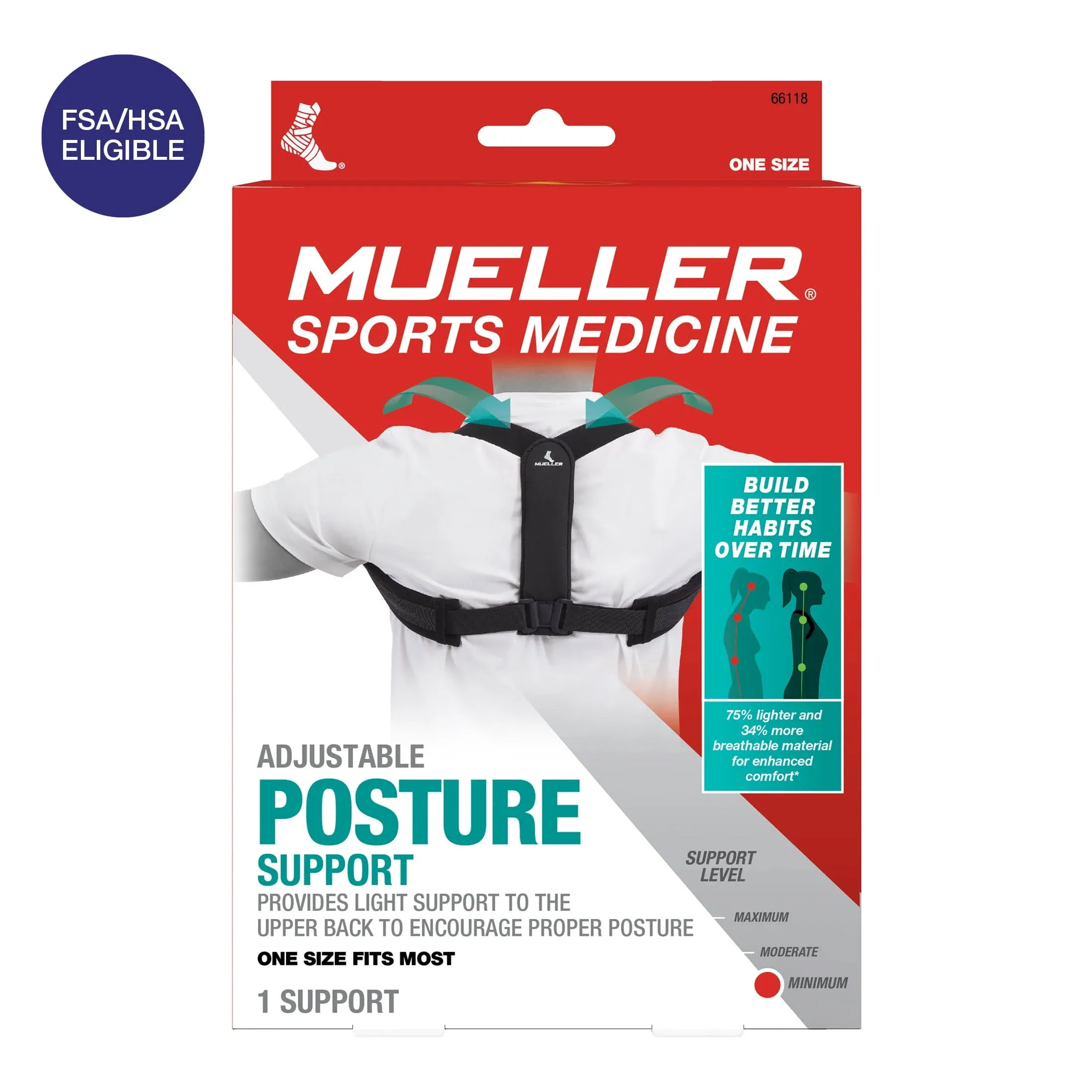 Mueller Sports Medicine Adjustable Posture Support Level Minimum OSFM New