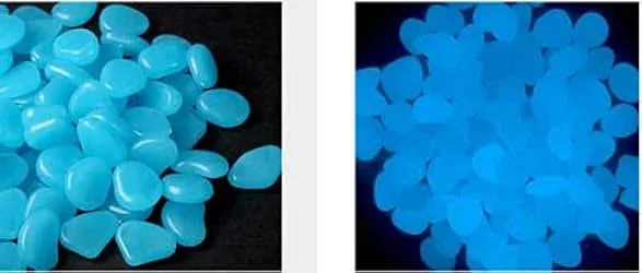 200Pcs Glowing Decorative Stones,Glow in The Dark Rocks Stones Pebbles for Outdoor Decor for Outdoor Garden Lawn Walkway Fish Tank Decoration (Blue)