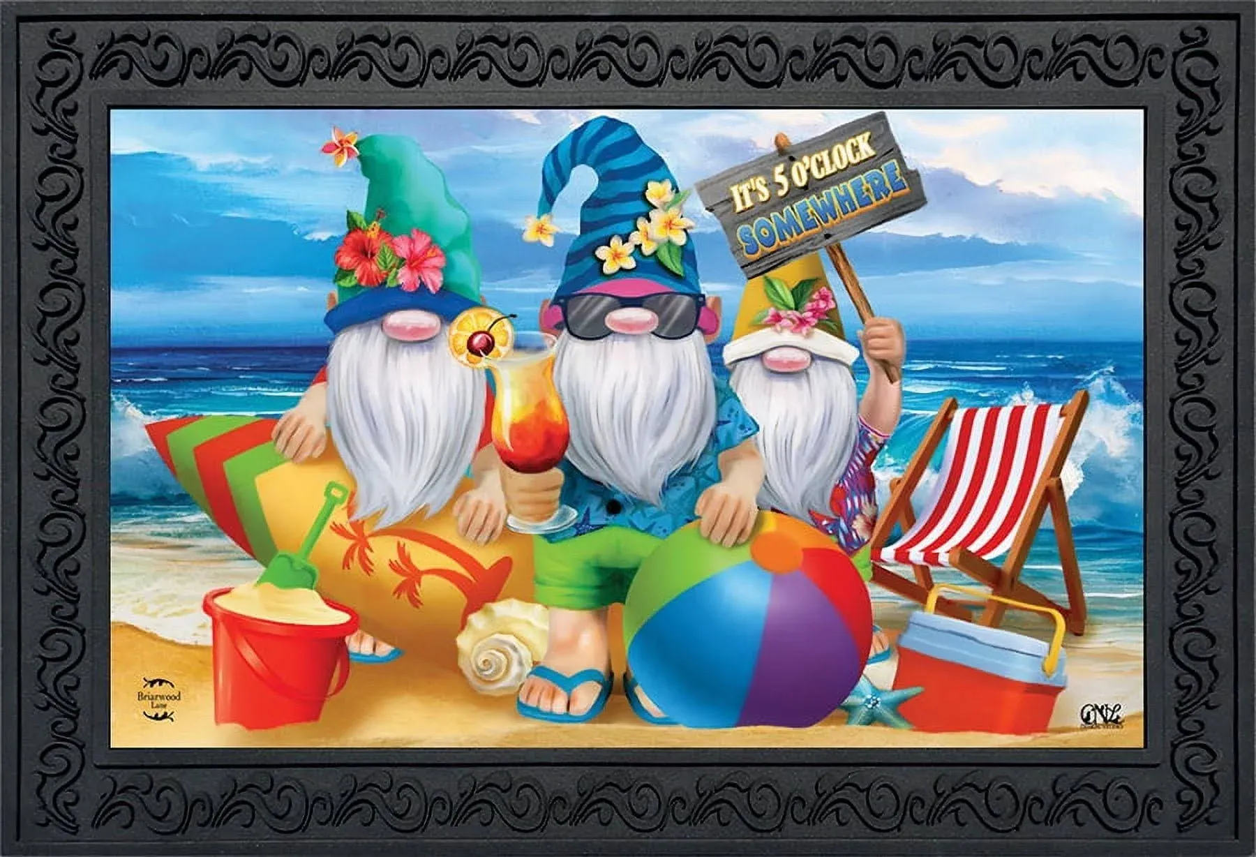 Briarwood Lane Summer Gnomes Humor Doormat Beach Scene Indoor Outdoor