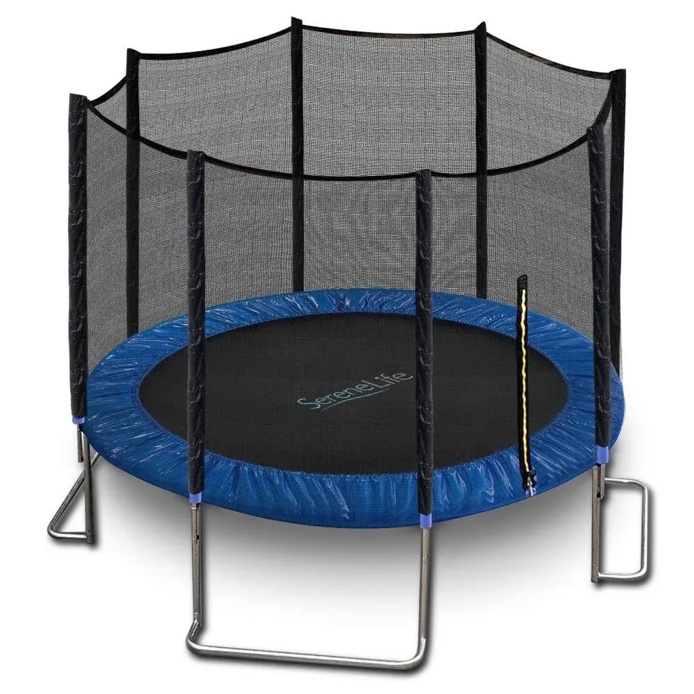 SereneLife 8/10/12 FT Outdoor Recreational Backyard Stable, Strong Heavy Duty Trampoline with Safety Enclosure Net, AntiRust Coating, Kids and Adults, Spring Cover Padding