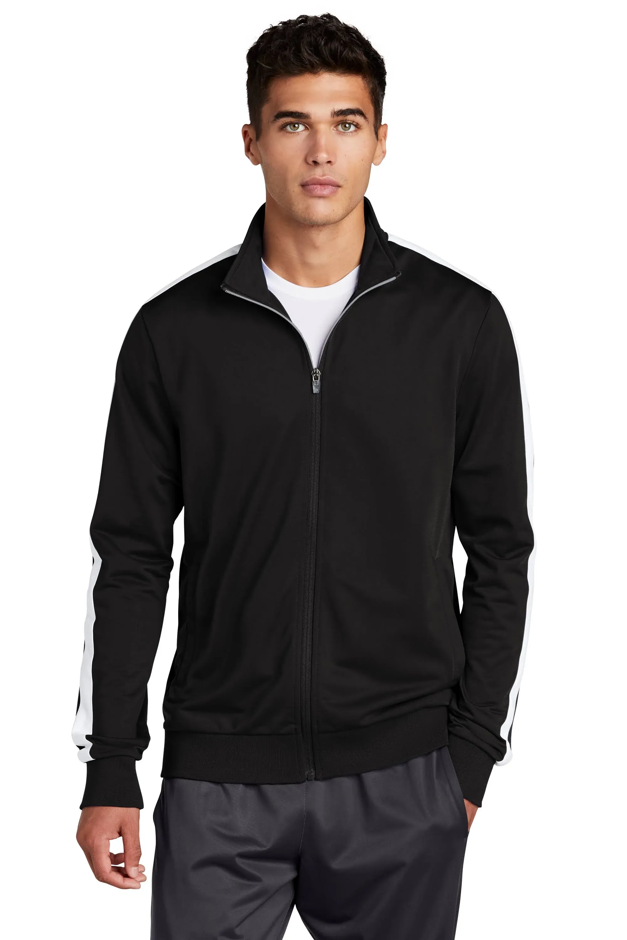 Sport-Tek JST94 Tricot Track Jacket - Black/ Black - M