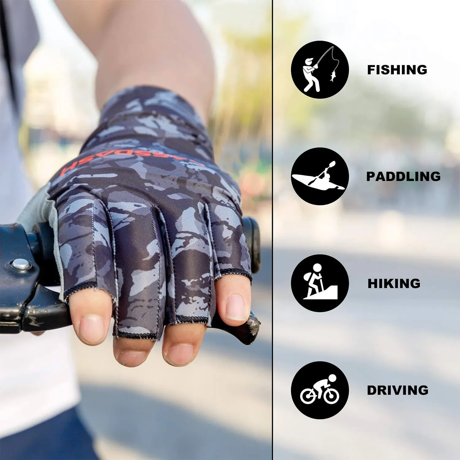 Bassdash Altimate Sun Protection Fingerless Hunting Fishing Gloves UPF 50+ Men?s ...