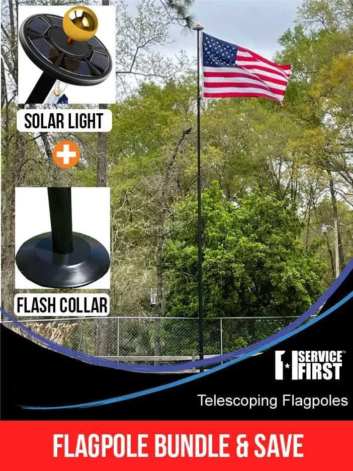 25FT Heavy Duty Telescoping Flagpole Kit anti Tangle 100MPH Wind Tested