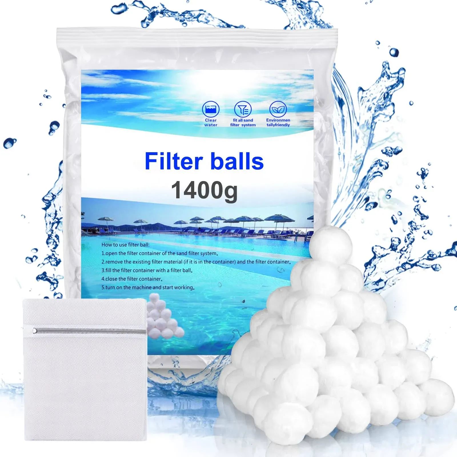 \xa03.1 lbs Pool Filter Balls, Reusable Eco-Friendly Fiber Filter Media for Sand