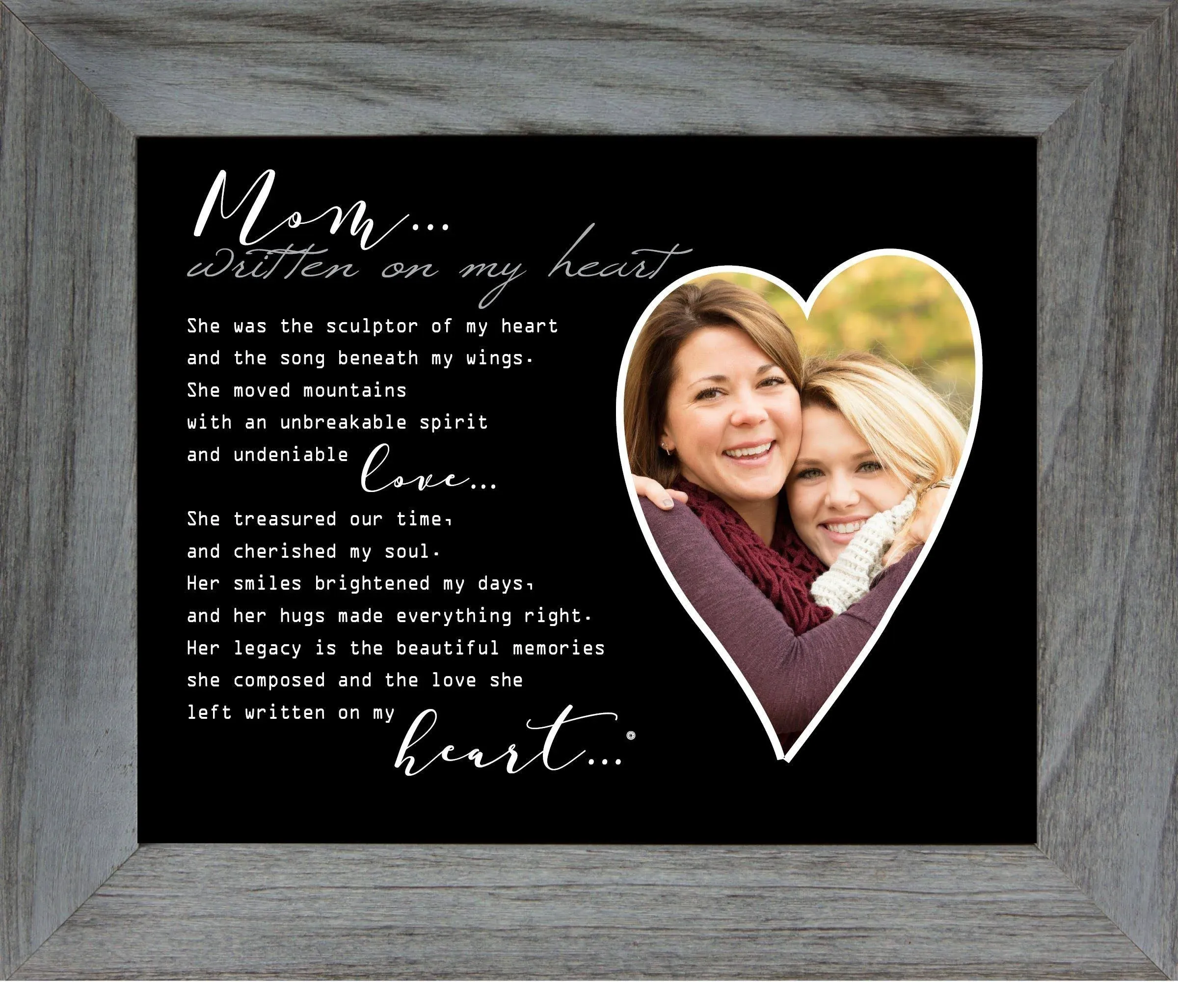 Grandparent Gift Co Written on My Heart Memorial Photo Frame, Mom