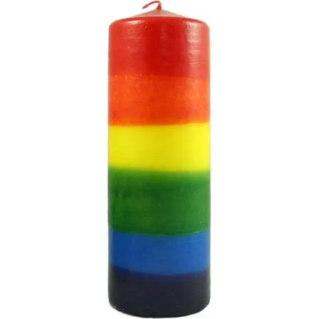 Handmade Dripless Rainbow Pillar Candle - 3x9 Inches