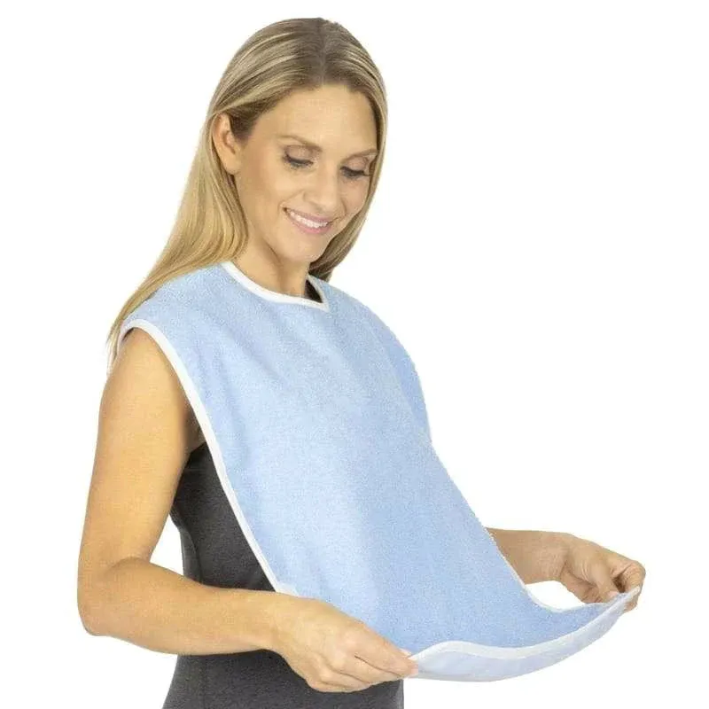 Vive Adult Bibs - Waterproof Apron Set for Men, Women for Eating with Adjustable Strap - Washable Reusable Large Terry Cloth