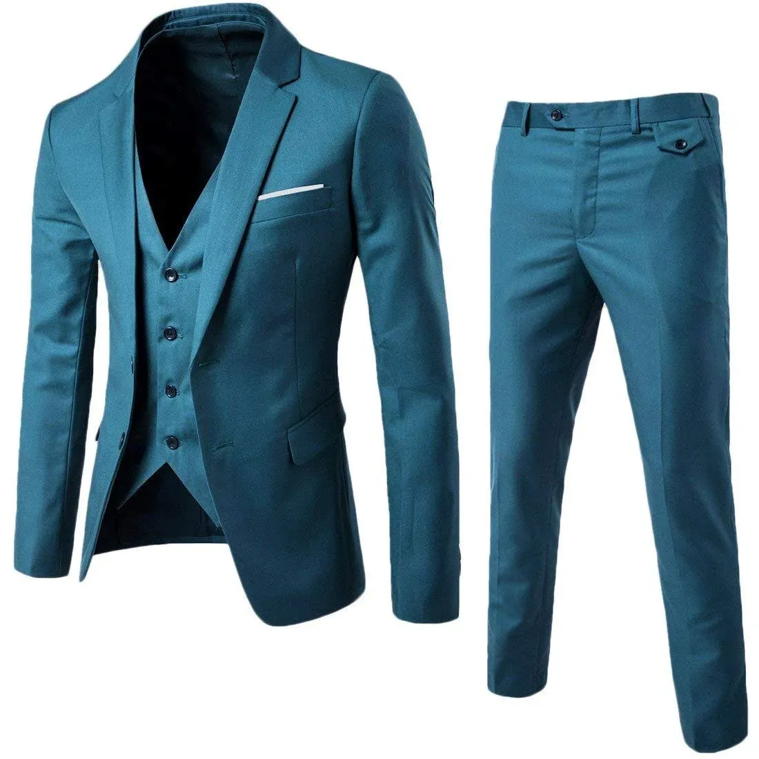 Ween Charm Men's Suits Slim Fit,3 Piece Suit for Men,2 Button Blazer Jacket Vest ...