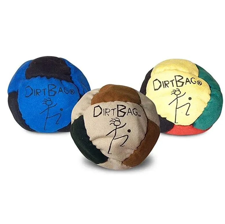 World Footbag Dirtbag Footbag 8-Panel Synthetic Suede and Sand Filled Hacky Sack Footbag | 3-Pack Assorted Color