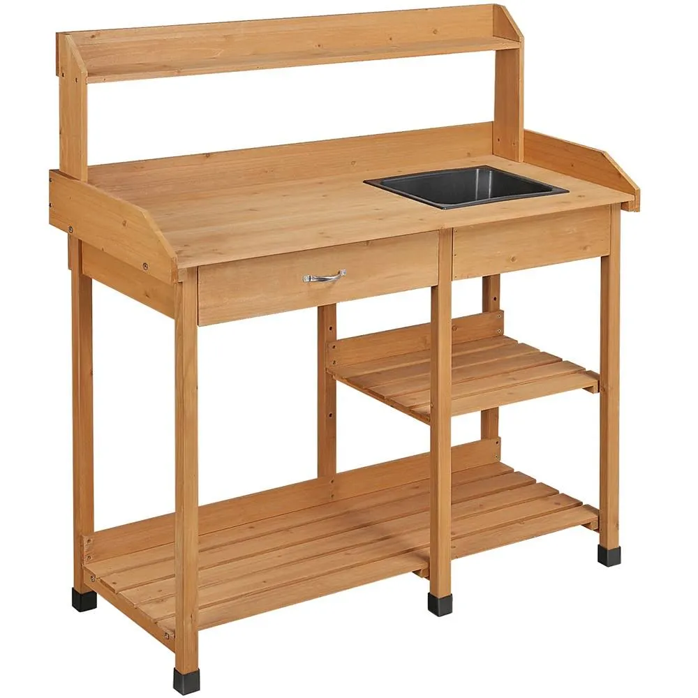 Yaheetech Potting Bench Table with Sink Wood