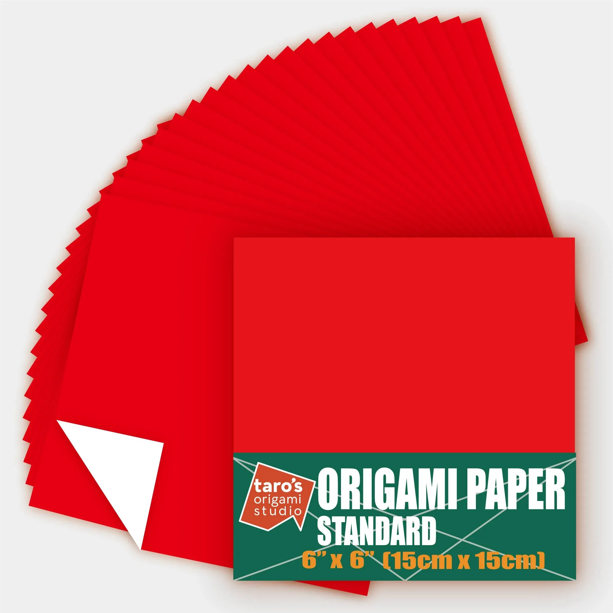 [Taro's Origami Studio] Standard 6 Inch One Sided Single Colors (Red) 50 Sheets (All Same Color) Square Easy Fold Premium Japanese Paper for Beginner