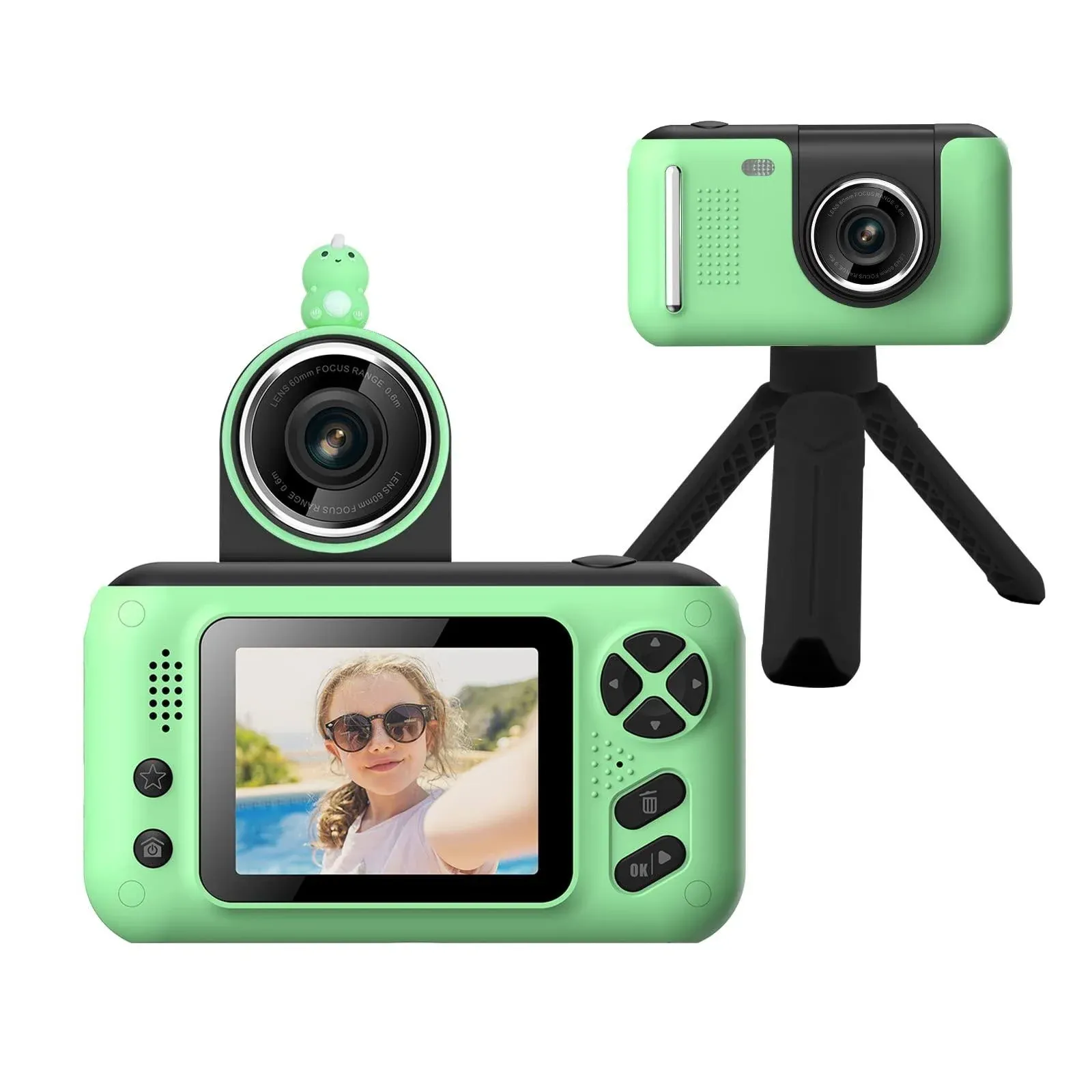 ZMKHJJG Kids Camera, Kids Digital Camera with Flip Lens, HD Digital Video Cameras for Toddler,Christmas Birthday Gifts and Portable