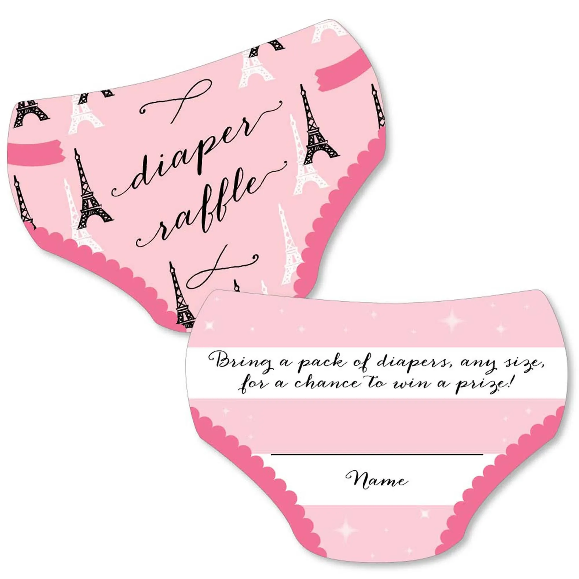 Paris, Ooh La La - Diaper Shaped Raffle Ticket Inserts - Paris Themed Baby Shower Activities - Diaper Raffle Game - Set of 24