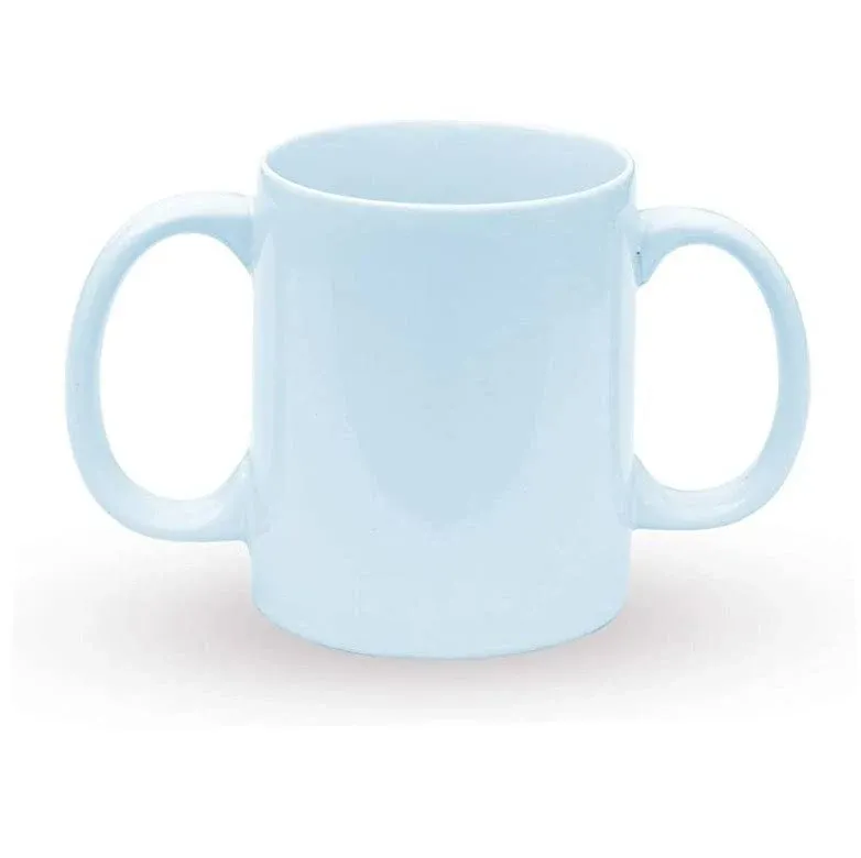 HealthGoodsIn Dual Handle Mug (Double Grip Mug) to Aid Tremors, MICROWAVE SAFE, 11.83 US Fl. Oz. (350 Ml) - BLUE Color