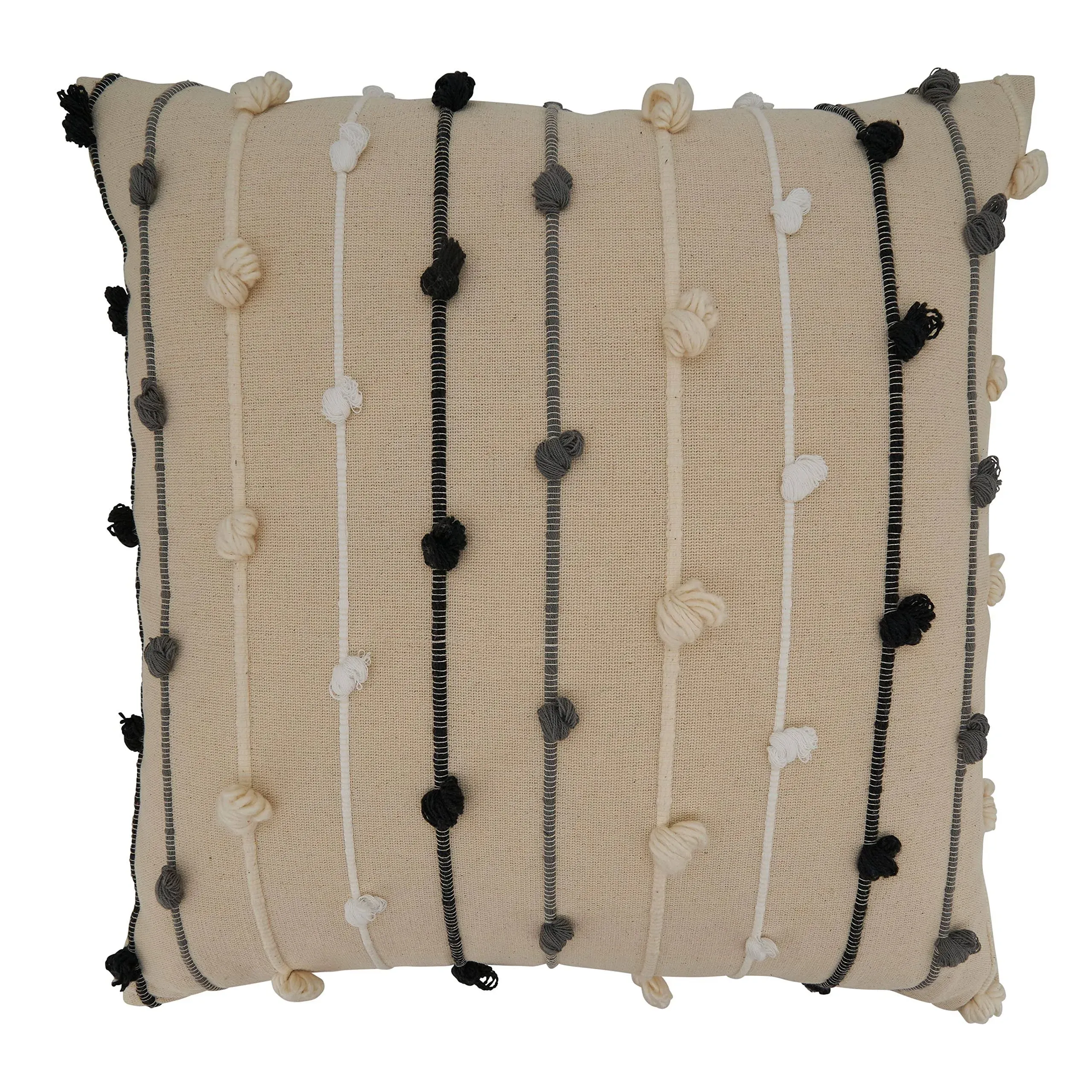 Saro Lifestyle 22 in. Knotted Square Pillow Cover Black & White