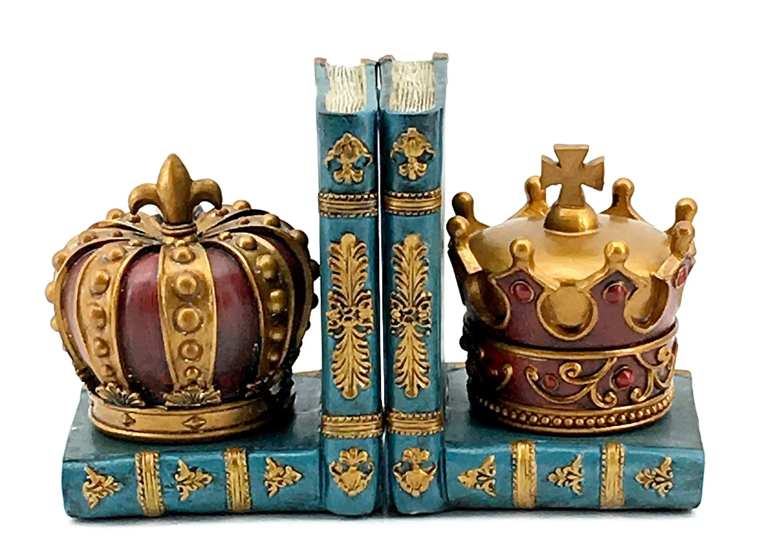 Decorative Bookends Vintage Chess King Queen Royal Crown Art Design Book Ends