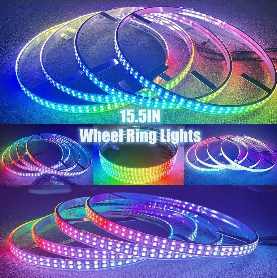 Hundalights 15.5in Double Row LED Wheel Ring Lights Flow Chasing Dancing Strobe ...