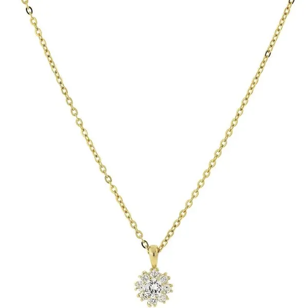 1928 Jewelry Cubic Zirconia Flower Setting Pendant Necklace For Women 16" + 3" Extender