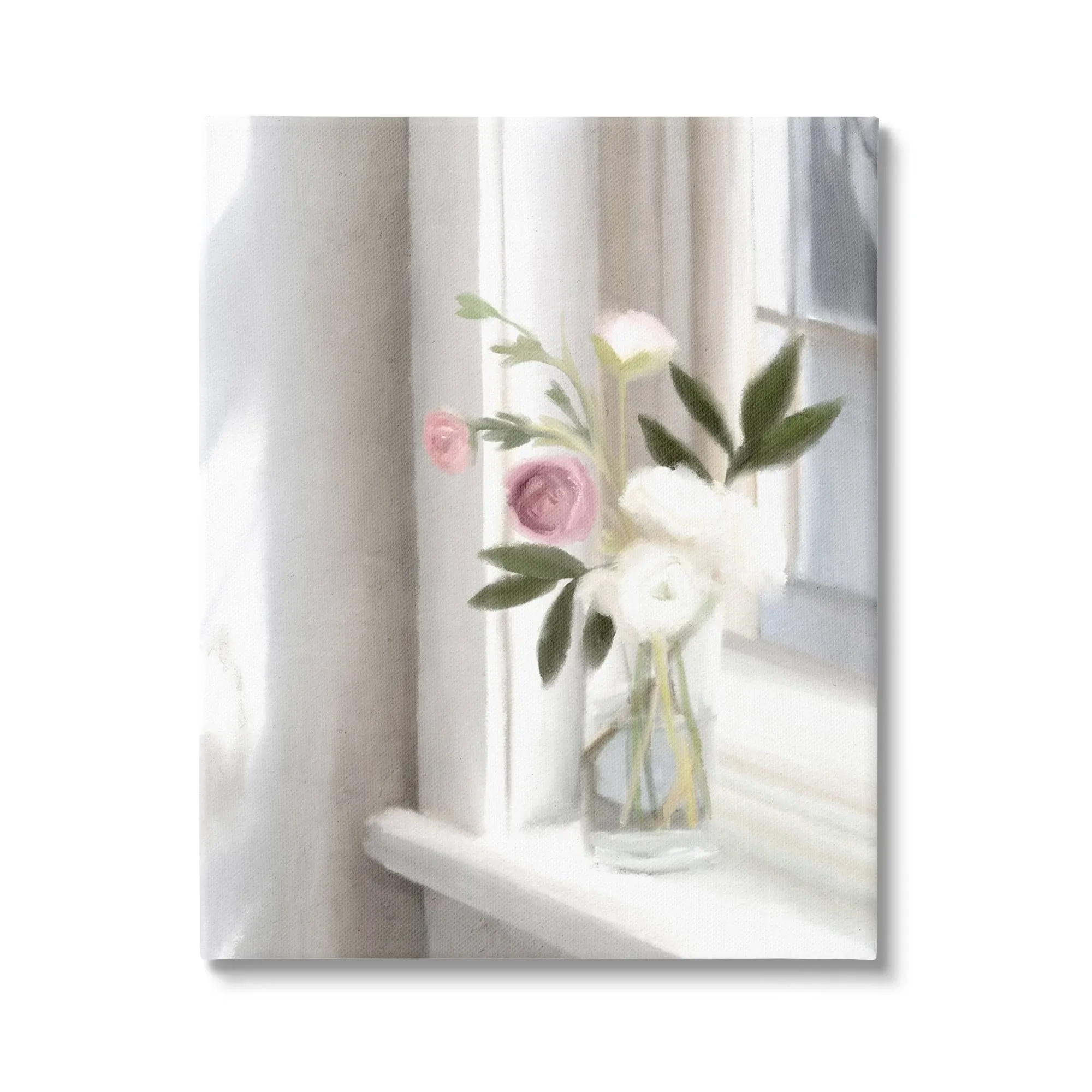 Stupell Industries Sunlit Flower Bouquet Blooming White Petals Windowsill ...