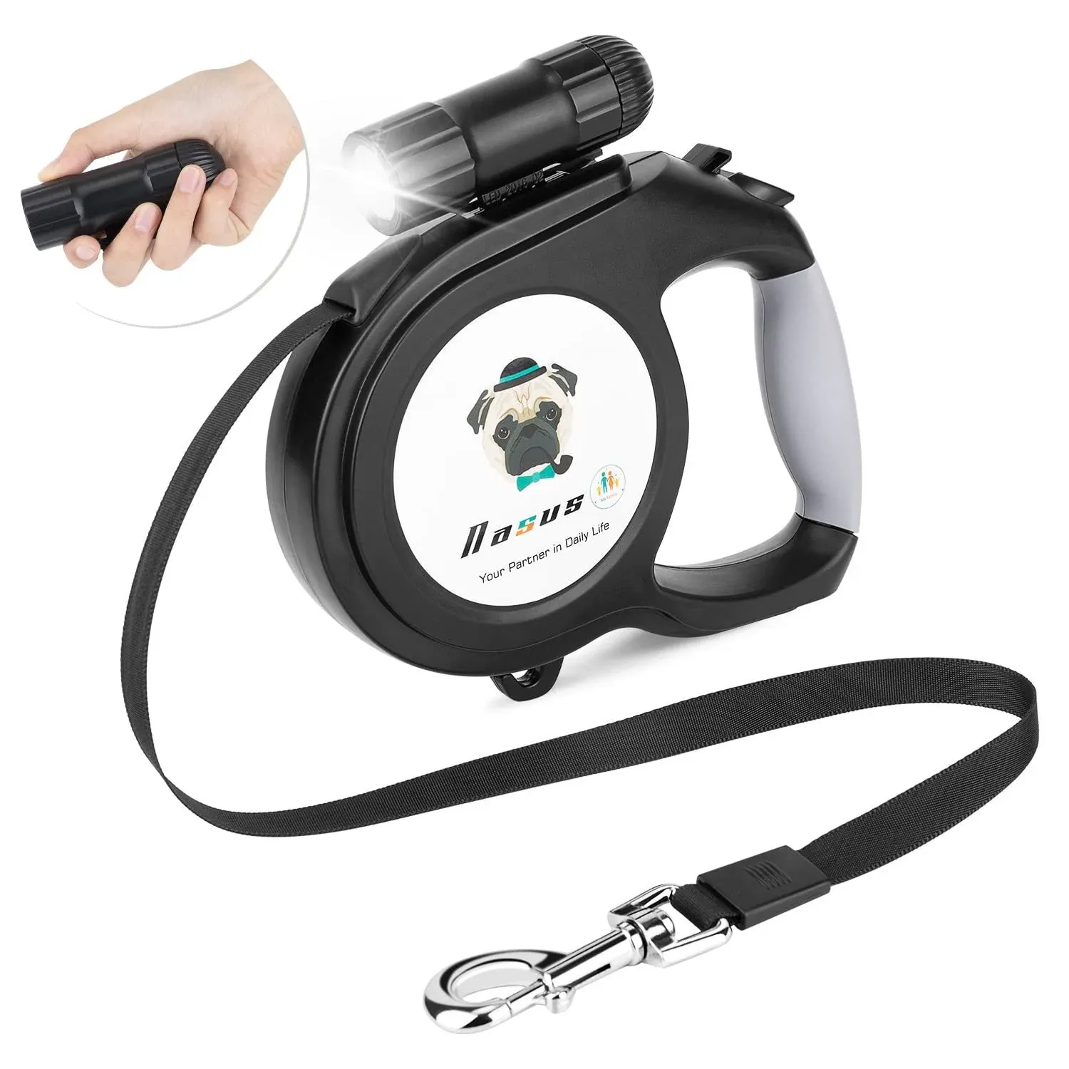 Nasus Retractable Dog Leash, 26ft Pet Walking Leash with 9 LED Detachable ...