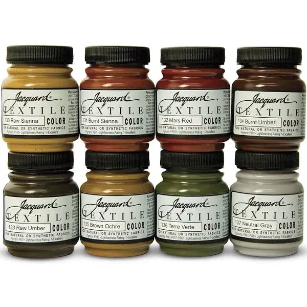 Jacquard Textile Color Fabric Paint 2.25oz 8-pkg-earth Tones