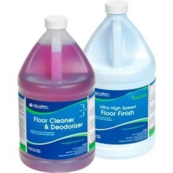 Global Industrial Floor Cleaning Kit - Floor Cleaner & Finish - Case of Two 1-Gallon Bottles