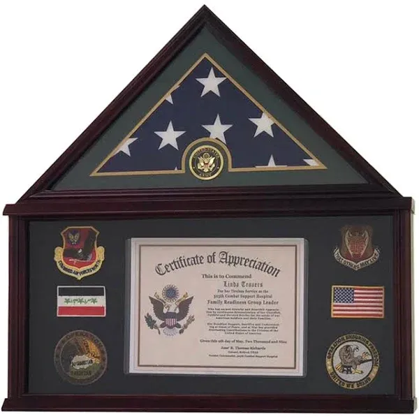 DECOMIL - Large Military Shadow Box Frame Memorial Burial Funeral Flag Display ...