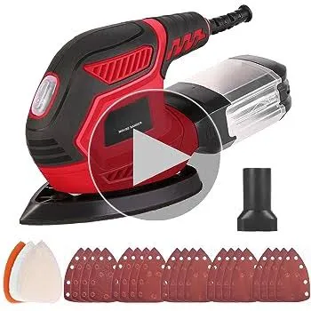 Sander, 200W Compact Electric Sander with 20Pcs Sandpapers & 2Pcs Polishing Pads, 14000 RPM, Hand Sanders with Efficient Dust Collection System for Wood,Woodworking,Sanding Works in Home