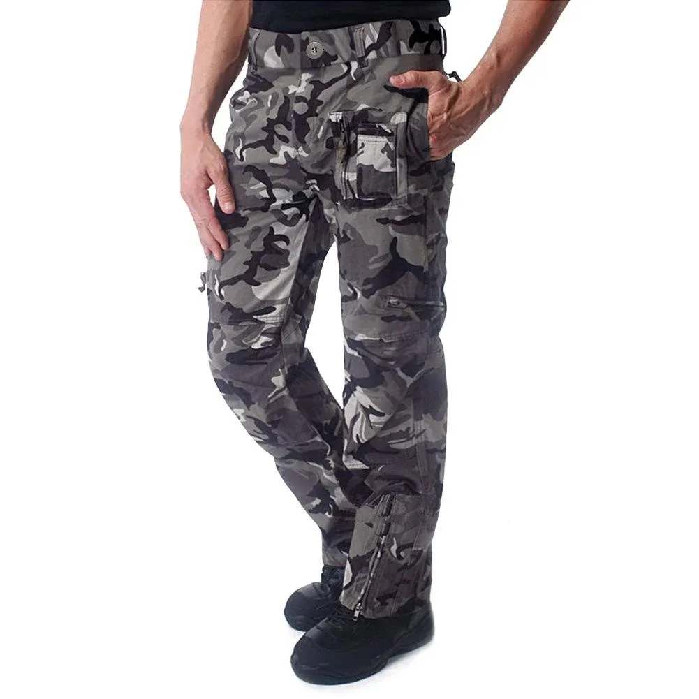 CRYSULLY Men&#039;s Cotton Multi-Pockets Work Pants Tactical Outdoor Military Army Ca