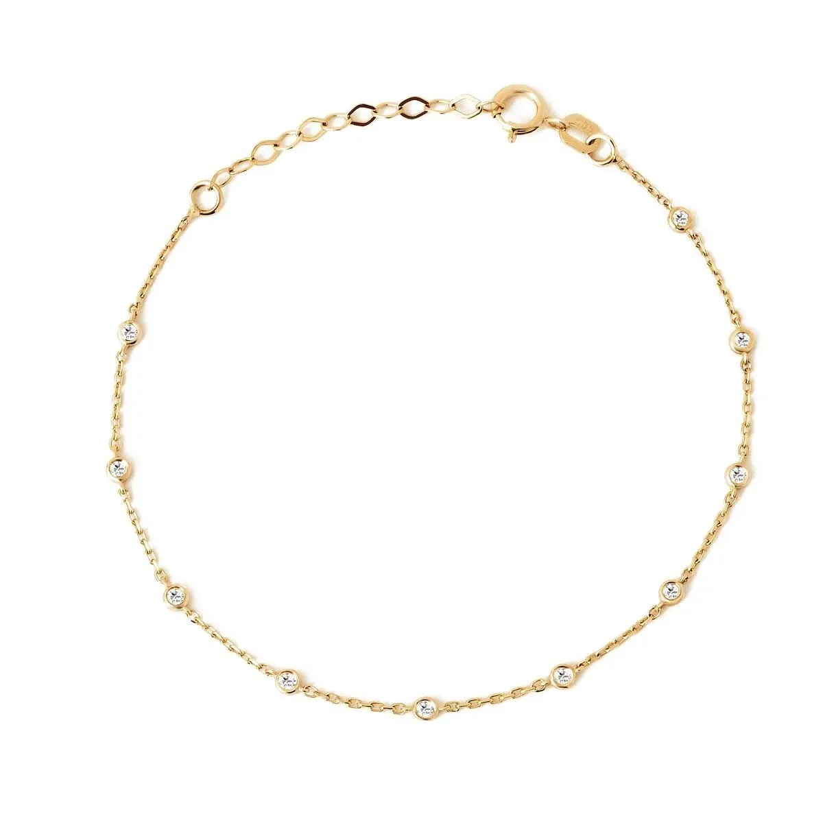 Bezel Diamond Station Bracelet in 14K Solid Gold