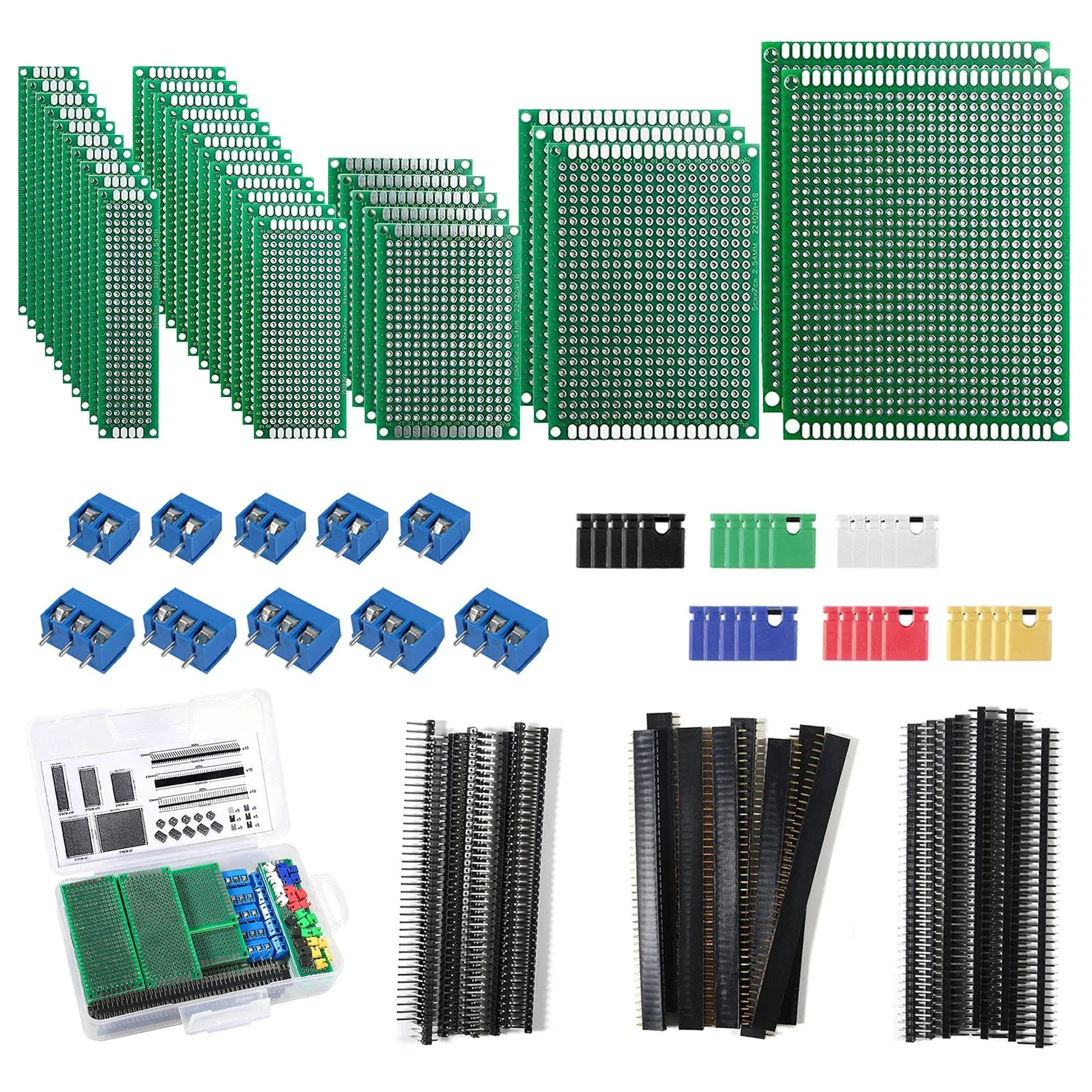 100PCS Double Sided PCB Board Kit Printed Circuit Prototype Boards 5 Sizes + ...