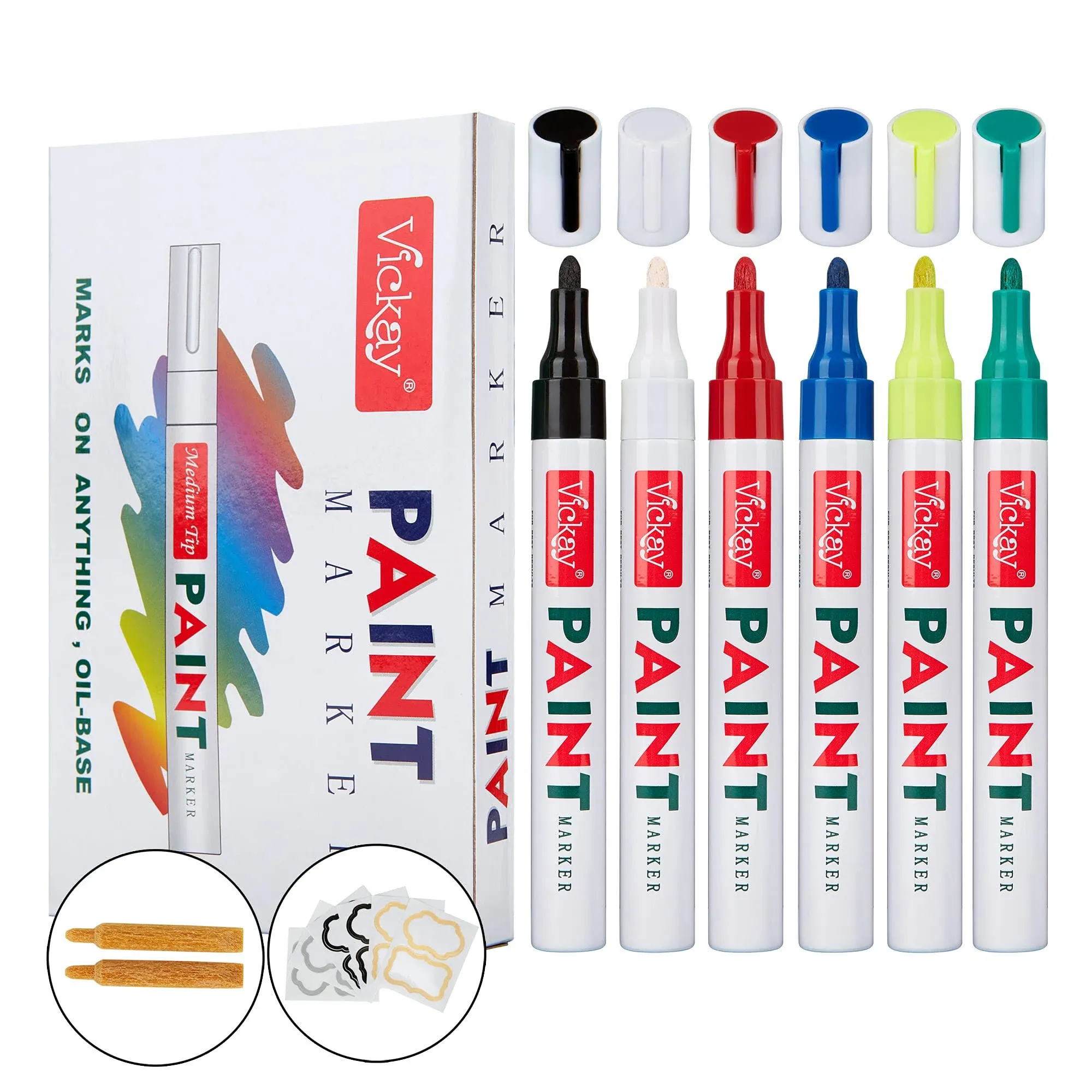 Paint Marker for Rock Painting-Stone, Ceramic, Metal, Glass, Wood,Set of 6 Medium Point Paint Pens High Volume Ink High Volume Ink for DIY Craft