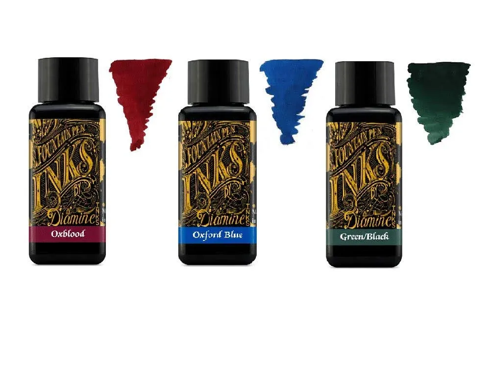 Diamine Fountain Pen Ink 30ml Primary Color - 3 x Bottles - Oxblood &amp; Oxford ...